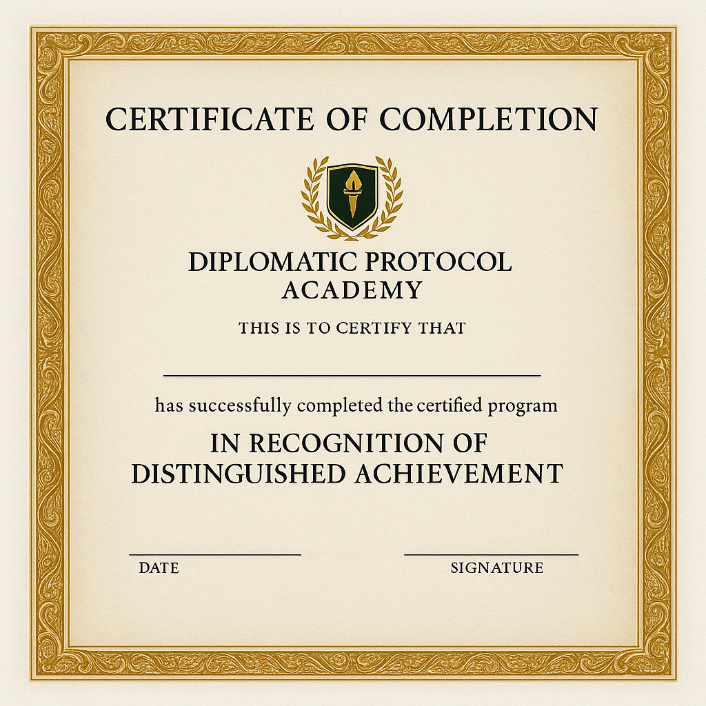 Diplomatic Protocol Academy Certificate